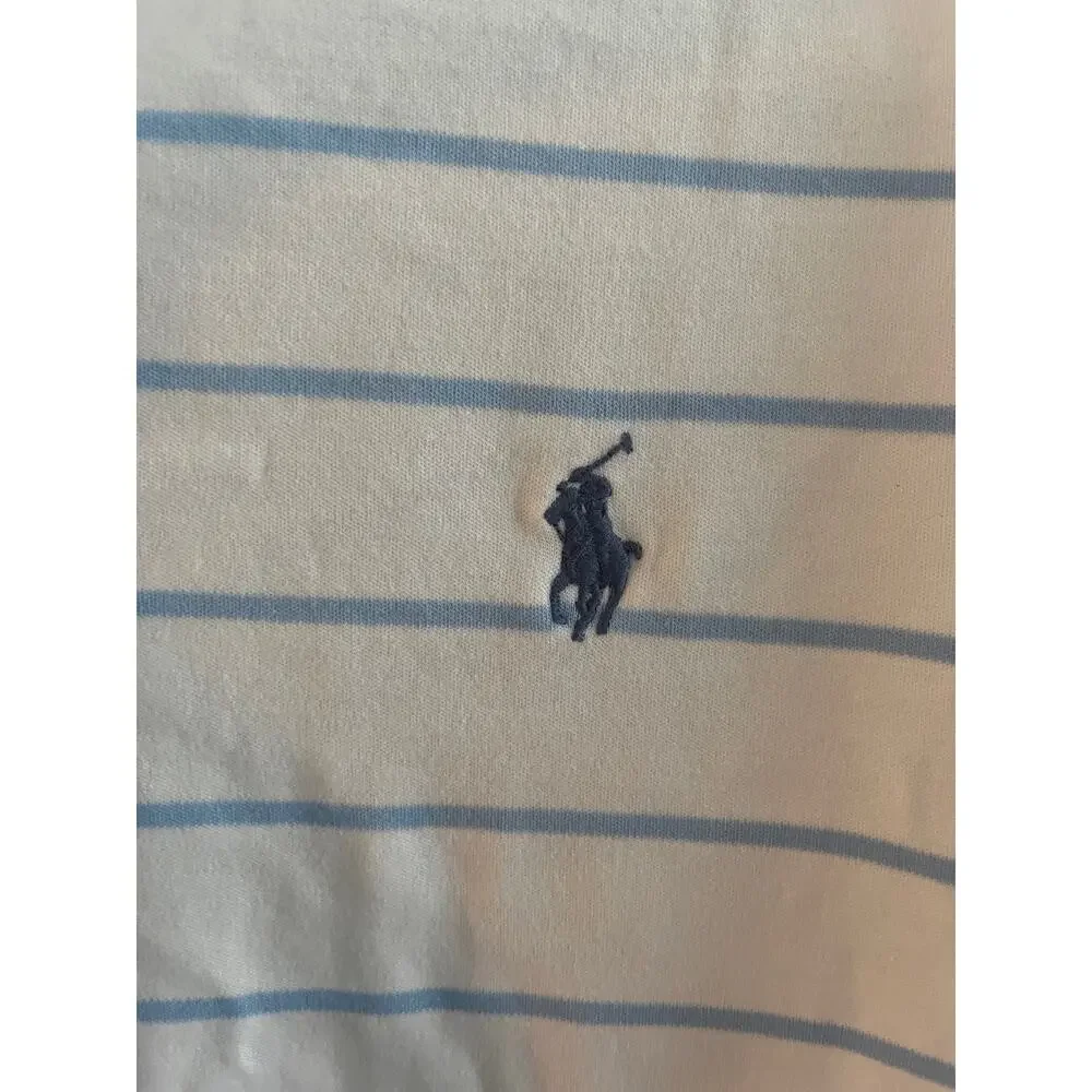 Polo Ralph Lauren polo white blue stripes size large slim